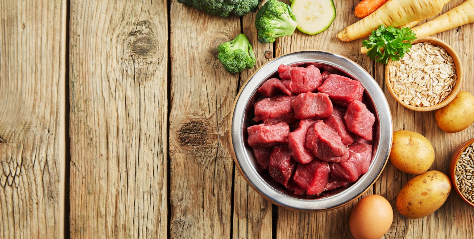 Bowl,Of,Chopped,Raw,Meat,For,A,Dog,Or,Cat