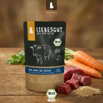 Bio-Rind mit Karotte und Amaranth – Nassfutter für Katzen von Liebesgut – 100g