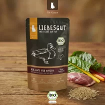 Bio-Ente mit Mangold und Reis – Katzenfutter von Liebesgut – 100g