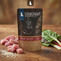 Kaninchen mit Bio-Mangold & Bio-Reisflocken – Katzenfutter Sensitiv von Liebesgut – 100g