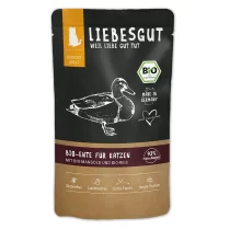 Bio-Ente mit Mangold und Reis – Katzenfutter von Liebesgut – 100g