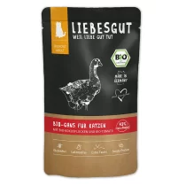Bio-Gans mit Kokosflocken und Tomate – Nassfutter für Katzen von Liebesgut – 100g