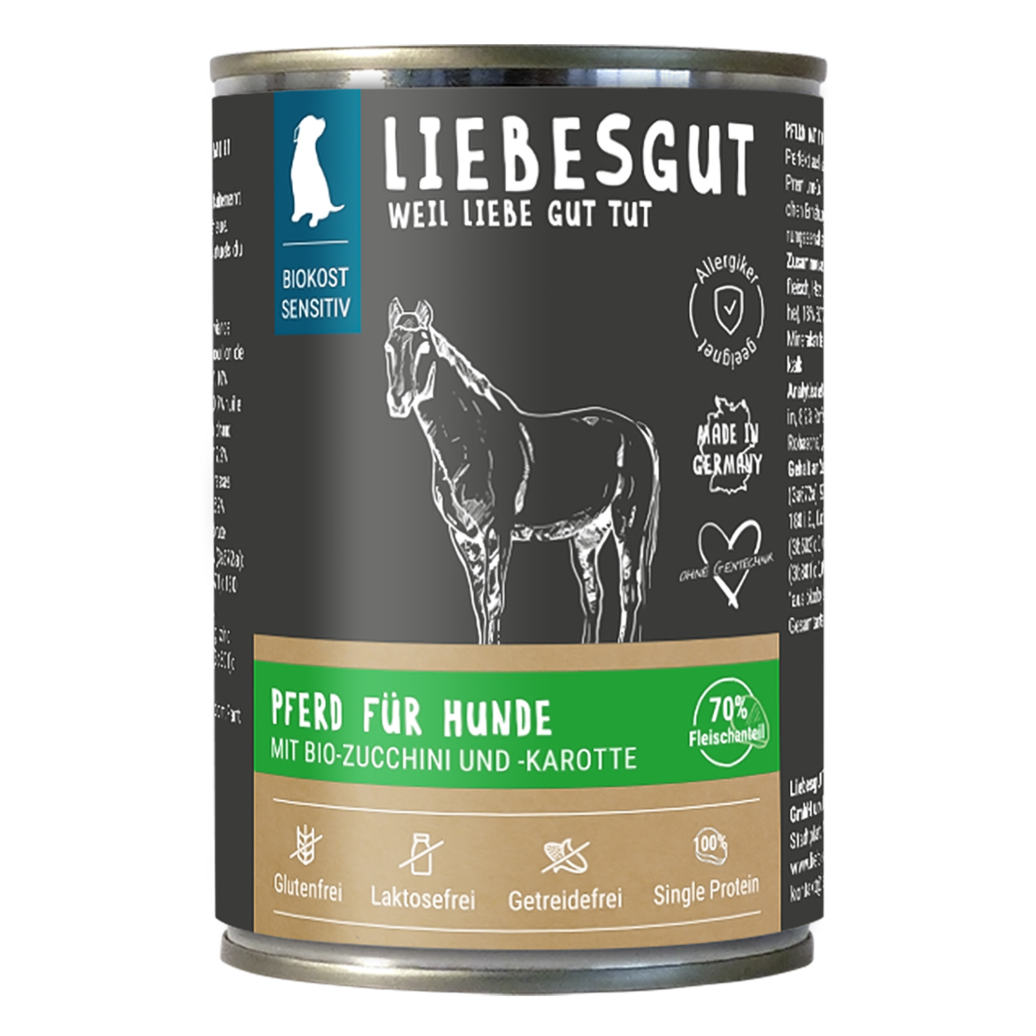 Pferd mit Bio-Zucchini und Bio-Karotte von Liebesgut – 400g