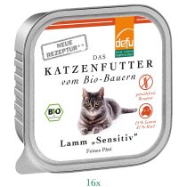 „Sensitive“ Paté Bio-Lamm – Katzenfutter von Defu – 100