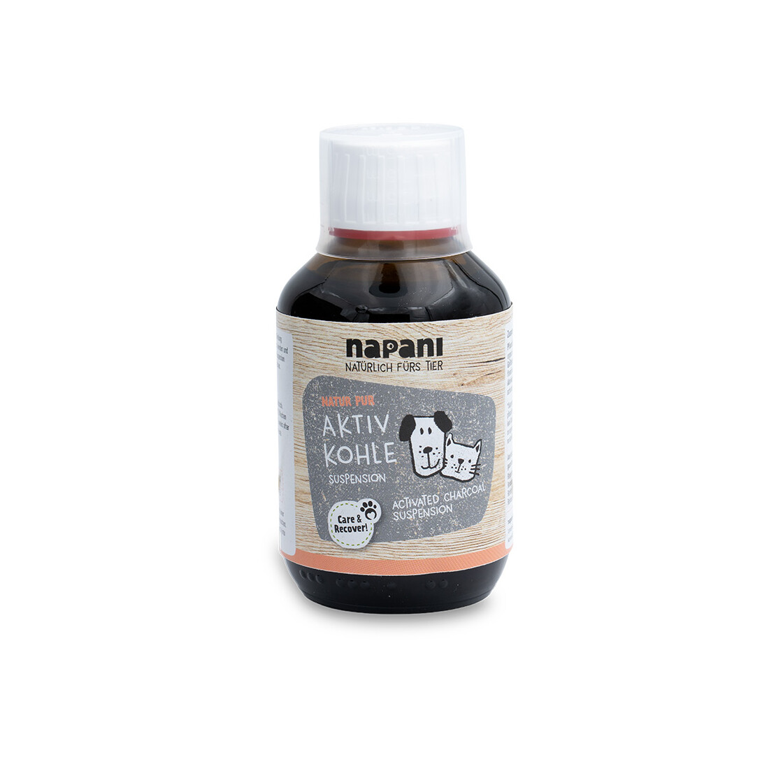 napani Aktivkohle Suspension für Hunde und Katzen – 150 ml Braune Flasche napani Aktivkohle Suspension für Hunde und Katzen, 150 ml, mit weißem Schraubverschluss